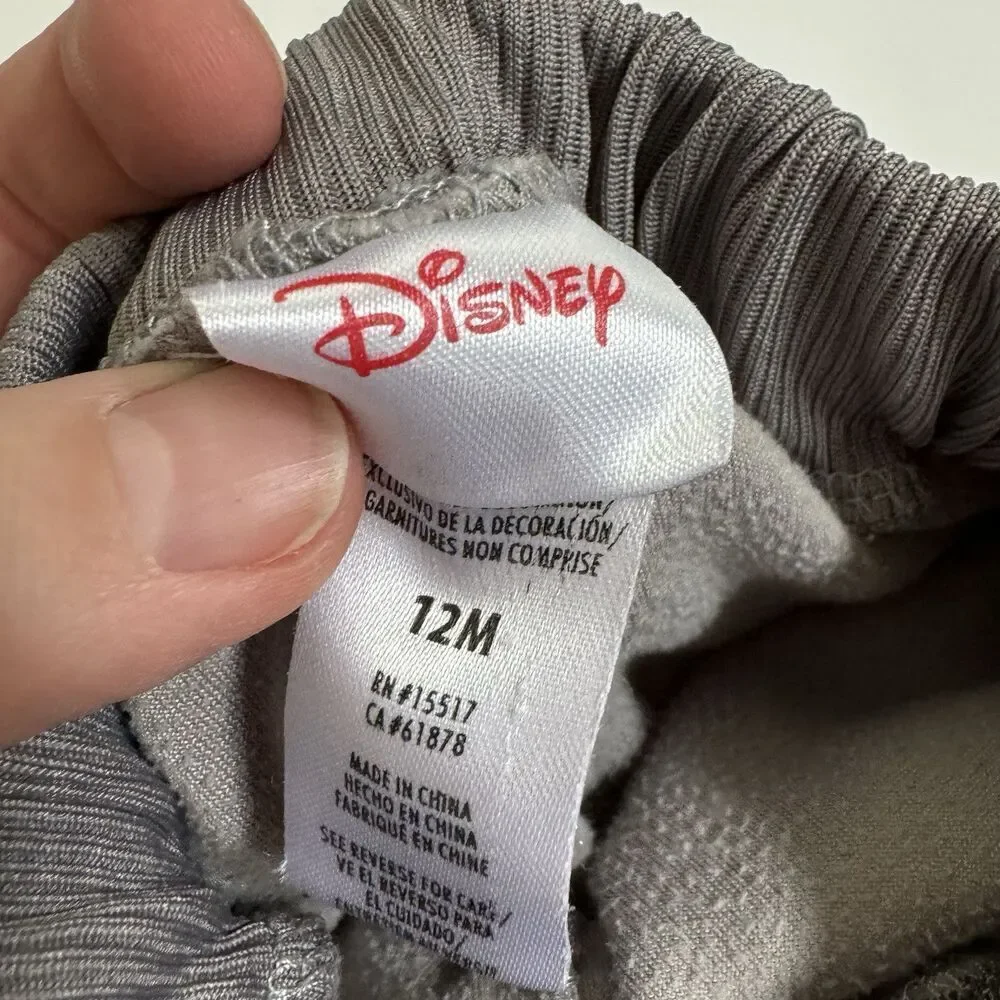 DISNEY Baby MICKEY MOUSE Grey Velour 2 Pc OUTFIT SET INFANT SIZE 12M